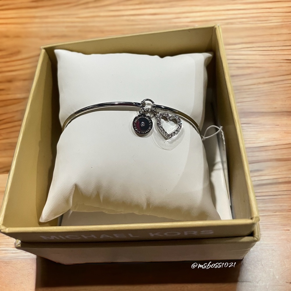 Michael Kors Silver Plated Brass Bangle Bracelet NWT
